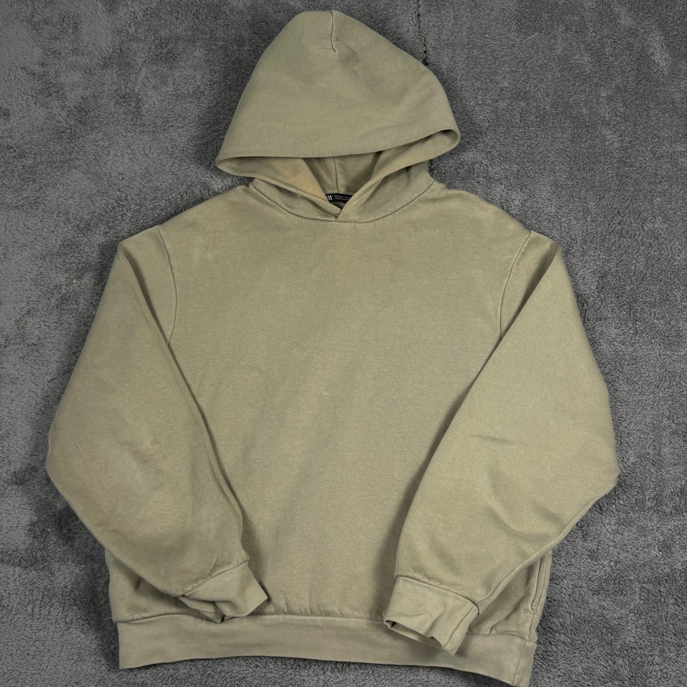 Zara Hoodie Tan Khaki Boxy Minimalist Streetwear Pullover Sweatshirt Medium